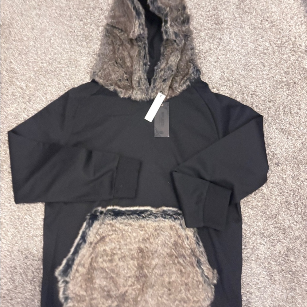 Cozy Black and Brown Hooded Sweatshirt